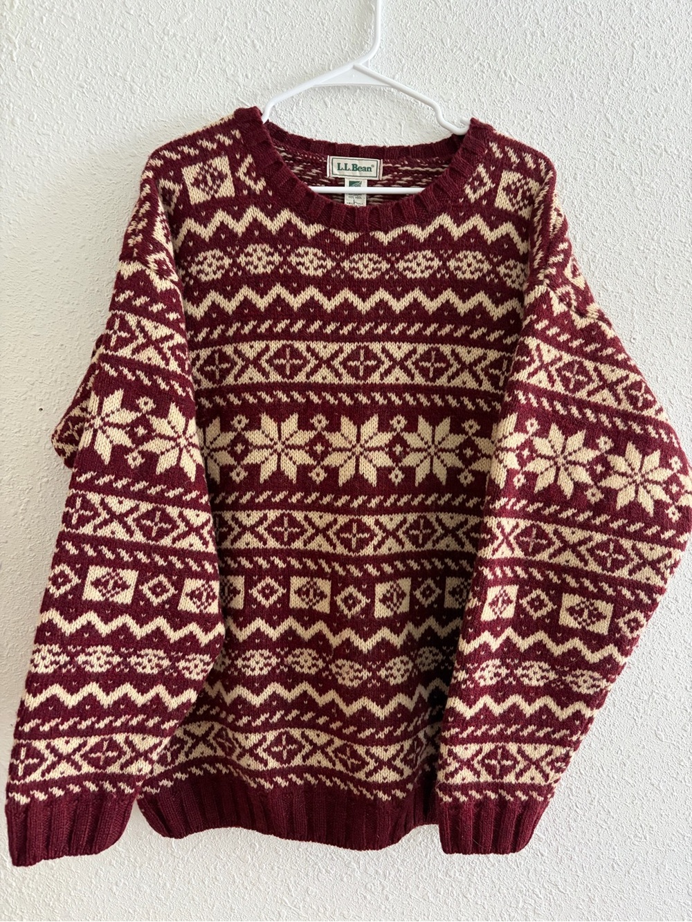 L.L. BEAN - NEW ZEALAND WOOL Heavy Knit SCOTLAND Oversized L Sweater - EXCELLENT